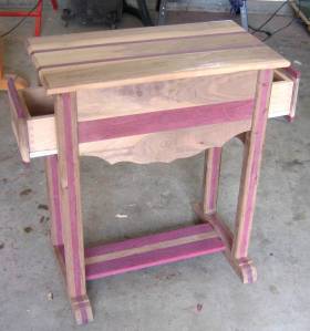 Drop leaf made from Claro Walnut and Purple Heart,(unfinished).